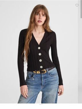 Madewell Brown Ribbed Button-Front Cardigan